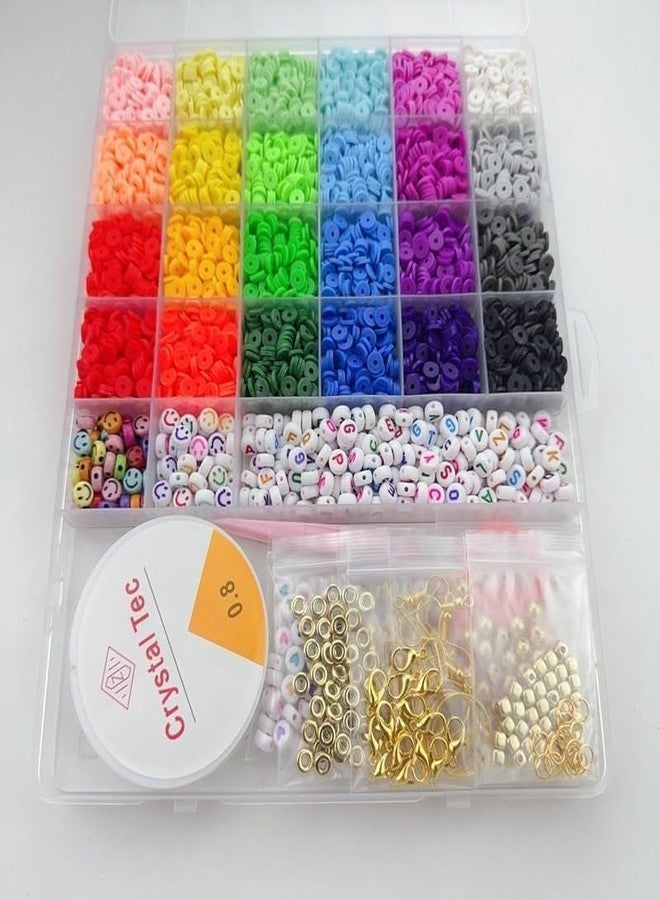 WebWares Clay Beads for Jewellery Making Kit|| Kids Girls Macaron Color Beads for Bracelet Making|| Jewellery Making Kit for Kids DIY Bead Set Making|| (A) - Image 1